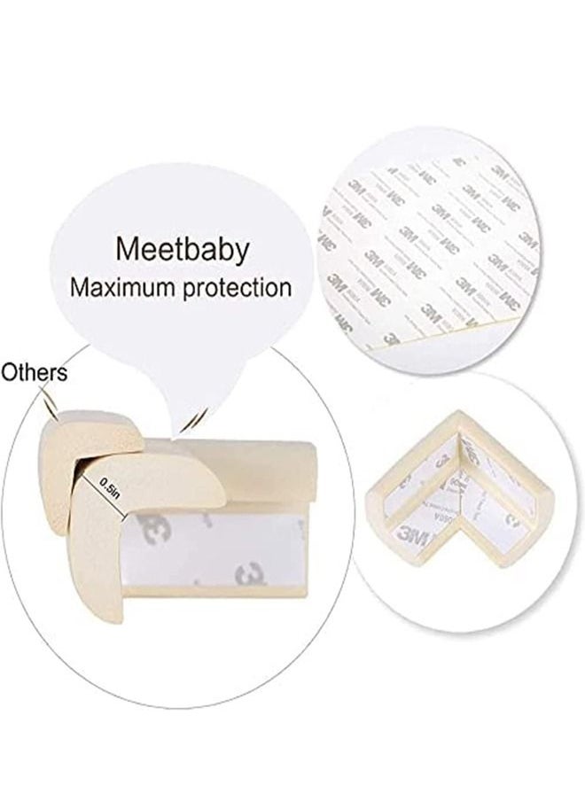 Beauenty Edge & Corner Guards Baby Proofing Foam Safety Furniture Bumper Table Protectors Corner Cushion Set 6M (20 FT）with 8 Corner-3M Pre-Attached Corners