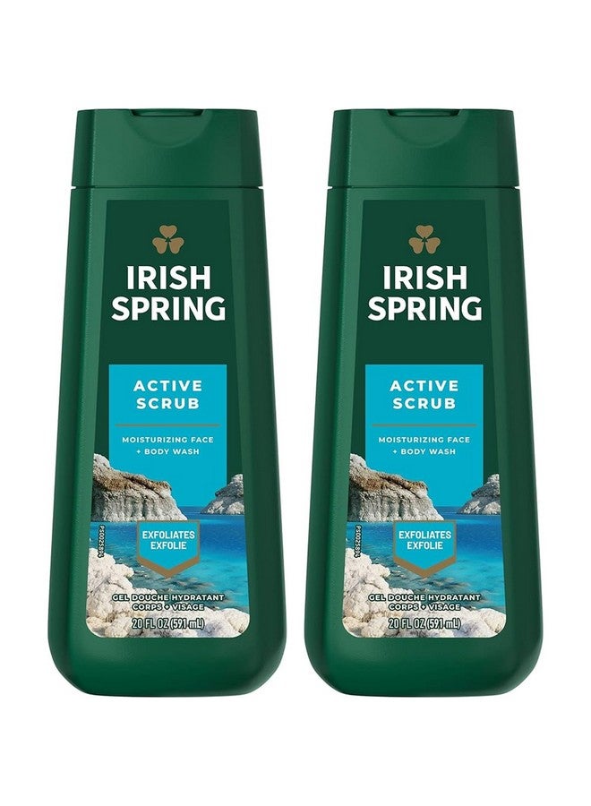 Irish Spring Body Wash Active Scrub Moisturizing Face Exfoliating Gel 20 Fl Oz (Pack of 2) - Image 1