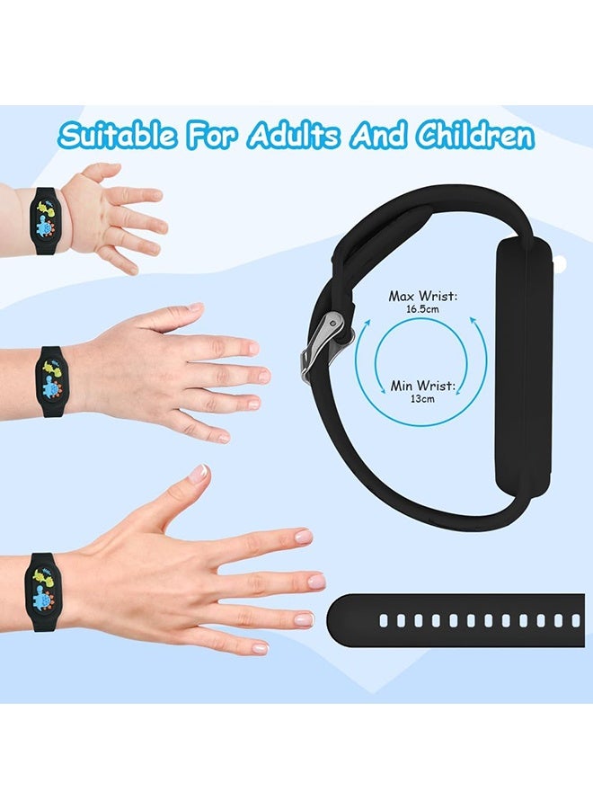 Wffo With Silicone Bracelet for Samsung Galaxy Smart Tag 2 - Silicon Protective Case - Adjustable Anti-Lost Watch Band for Toddler Child Protective Case for Backpack, Kids, Elders, Luggage, Pets - Black/Dinosaur - Image 2