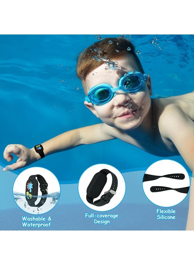 Wffo With Silicone Bracelet for Samsung Galaxy Smart Tag 2 - Silicon Protective Case - Adjustable Anti-Lost Watch Band for Toddler Child Protective Case for Backpack, Kids, Elders, Luggage, Pets - Black/Dinosaur - Image 4