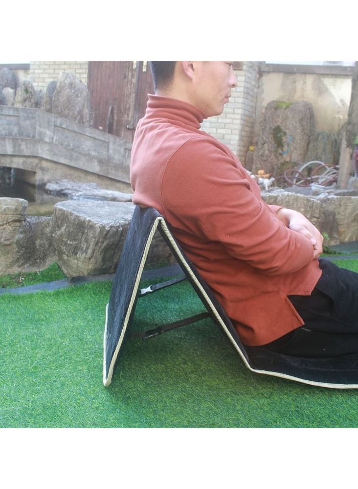 Foldable Meditation Prayer Rug with Backrest Blue 110x55cm