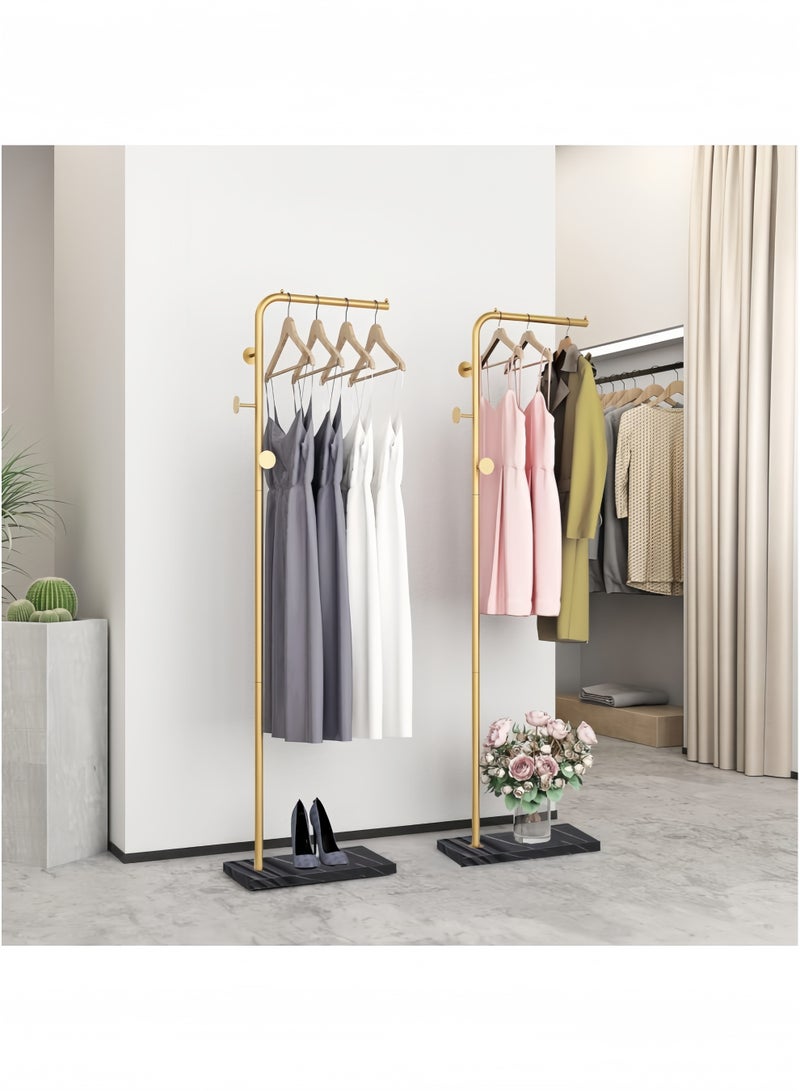 GGEROU Metal Coat Rack Freestanding, Coat Tree Free Standing with 3 Round Hooks Coat and Hat Hanger with Sturdy Slate Base for Entryway Hallway Porch Gold - Image 2