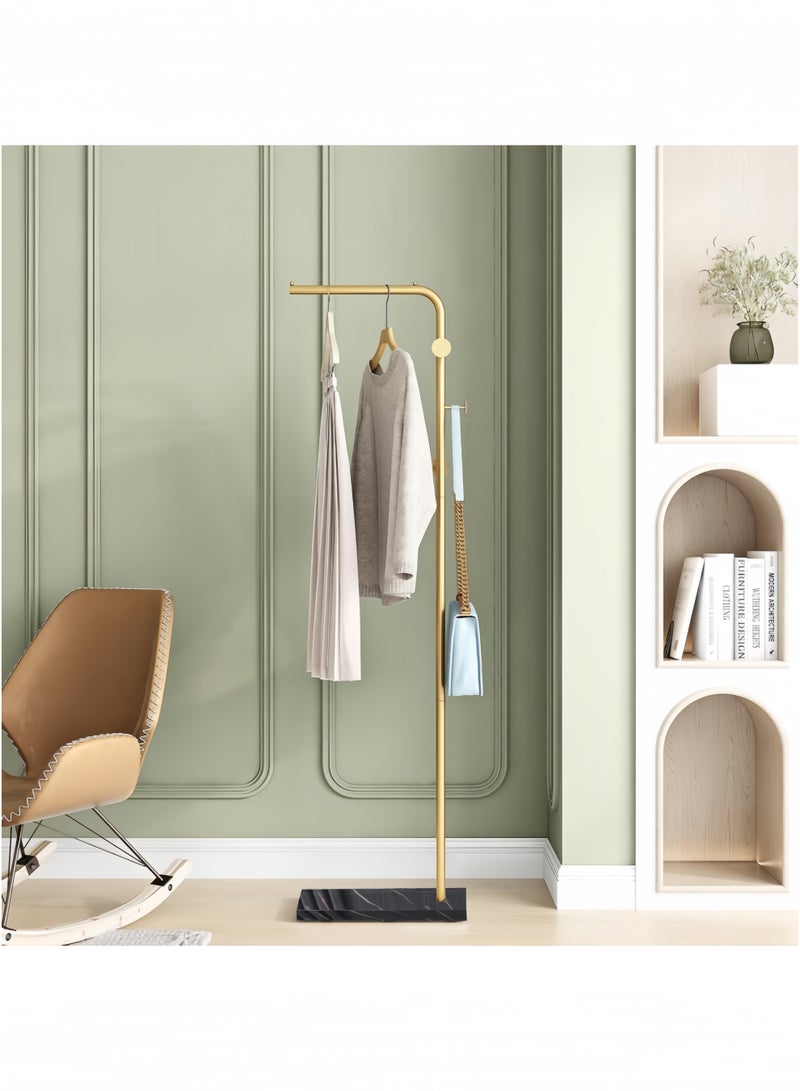 GGEROU Metal Coat Rack Freestanding, Coat Tree Free Standing with 3 Round Hooks Coat and Hat Hanger with Sturdy Slate Base for Entryway Hallway Porch Gold - Image 3
