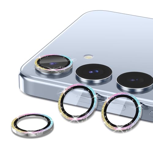 Avocase for Samsung Galaxy S25 Plus Camera Lens Protector Individual Metal Ring Tempered Glass Lens Cover Strong Adsorption Scratch Resistant UltraThin HD Clear Lens Cover 1 SetColorful Sparkly - Image 3
