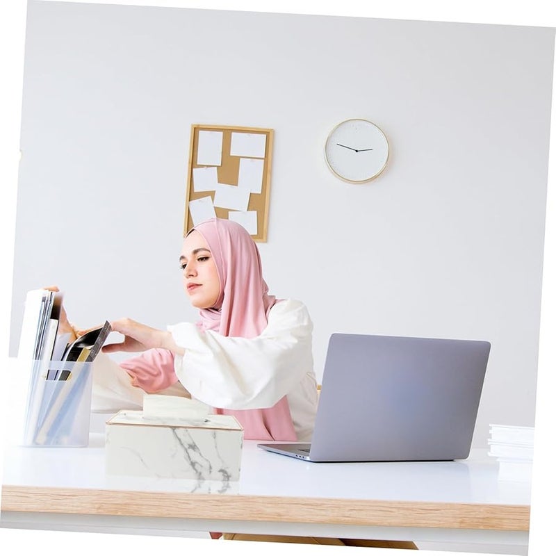 Faux Leather Marbling Tissue Box Holder Multifunctional Storage Case for Living Room Bathroom - Image 3