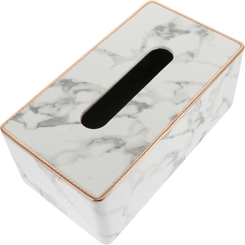 Faux Leather Marbling Tissue Box Holder Multifunctional Storage Case for Living Room Bathroom - Image 1