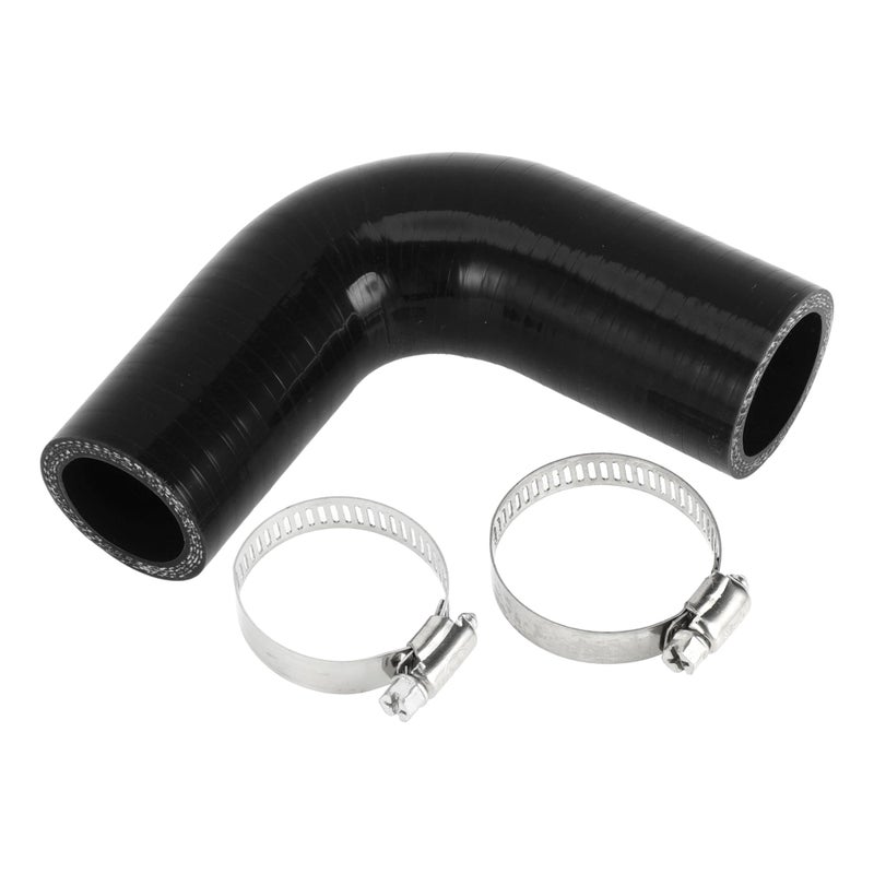X AUTOHAUX X AUTOHAUX 1 Set 28mm/1.1"-32mm/1.26" ID 90mm/3.54" Length 90 Degrees Black Car Silicone Hose with Clamps Coolant Hose Universal  - Image 1