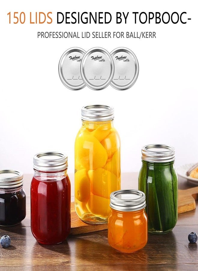 Topbooc 150 - Count,Regular Mouth Canning Lids for Ball, Kerr Jars - Split-Type Metal Mason Jar Lids for Canning - Food Grade Material, 100% Fit & Airtight for Regular Mouth Jars - Image 5