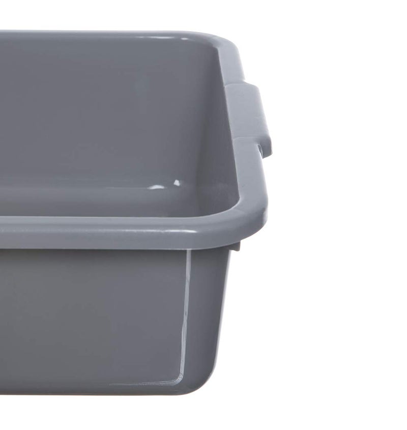 ZHENFAN Grey 4-Pack Commercial Bus Tubs Box/Tote Box, Stackable Plastic Utility 13 Liter Storage Bin with Handles, Dish Wash Basin Tub Pans - Image 4