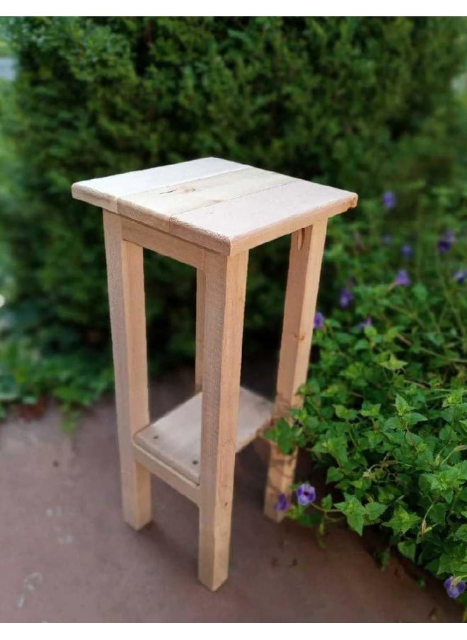 Horoof Home Horoof Home® Wooden Plant riser & Side Table – Indoor/Outdoor Tall Accent Table with Bottom Shelf  - Image 2