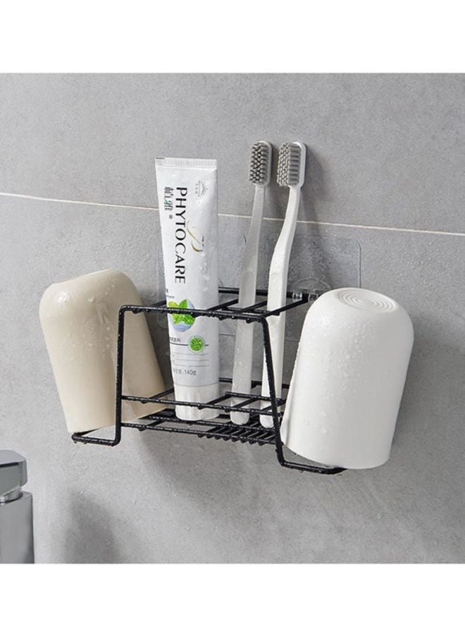 سيثيريا رف فرش الأسنان مصنوعة من الحديد مزودة بأداة امتصاص للتثبيت على الحائط أسود - Image 2