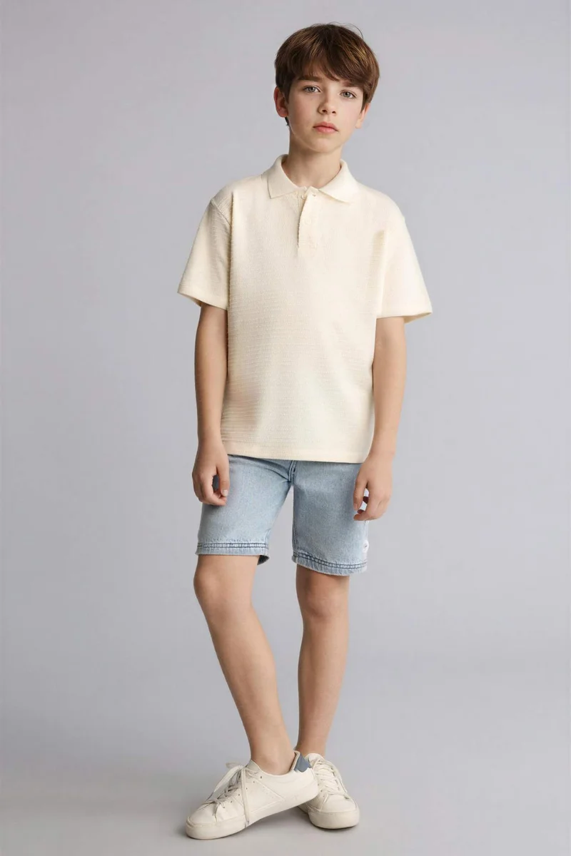 ديفاكتو Oversize Fit Short Sleeve Polo T-Shirt