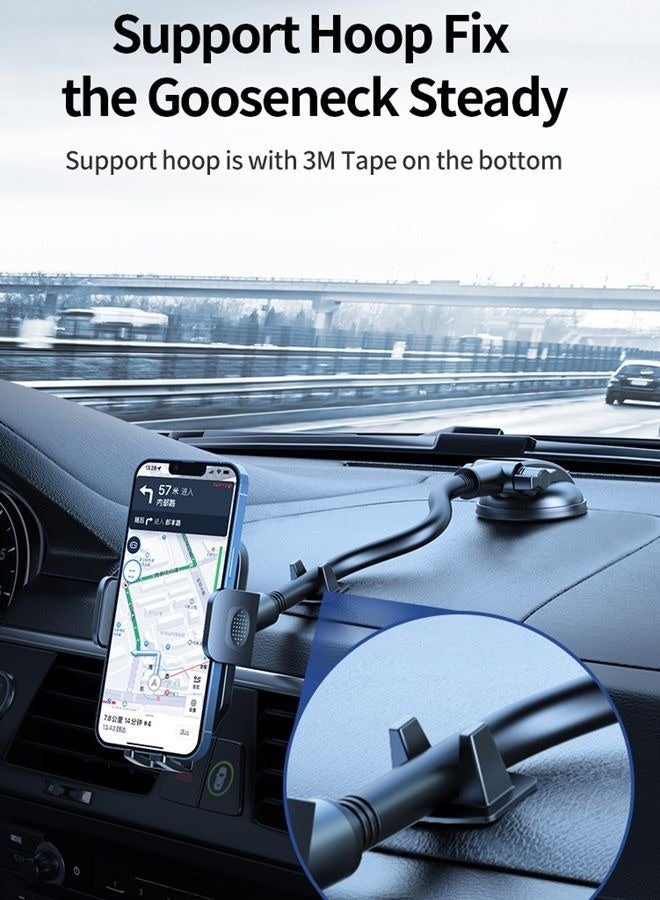 Long Arm Car Phone Holder Dashboard Windshield Air Vent Car Phone Mount Anti Shake Strong Suction Car Mobile Holder Rotatable Car Phone Stand Cell Phone Holder for Car with Air Vent Clip For All Phone  - Image 4