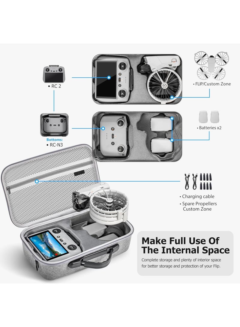 Flip Case, Portable Shoulder Bag for DJI Flip Fly More Combo, Support 3 Batteries, RC 2/N3 Remote Controller Case for DJI Flip Accessories - Image 2