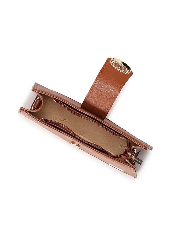 Fastrack Women Structured Sling Bag with Metal Accents | Flap and Zip Closure, Inner Zip and Slip Pockets | Adjustable Sling Belt | Stylish Everyday Bag | Sling Bag for Casual Carry - Image 5