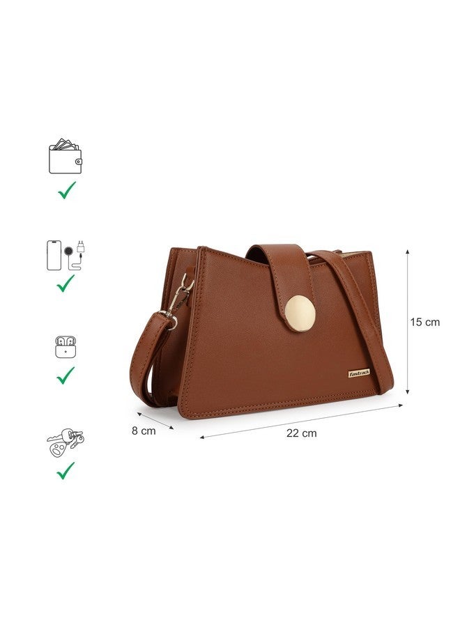 Fastrack Women Structured Sling Bag with Metal Accents | Flap and Zip Closure, Inner Zip and Slip Pockets | Adjustable Sling Belt | Stylish Everyday Bag | Sling Bag for Casual Carry - Image 4