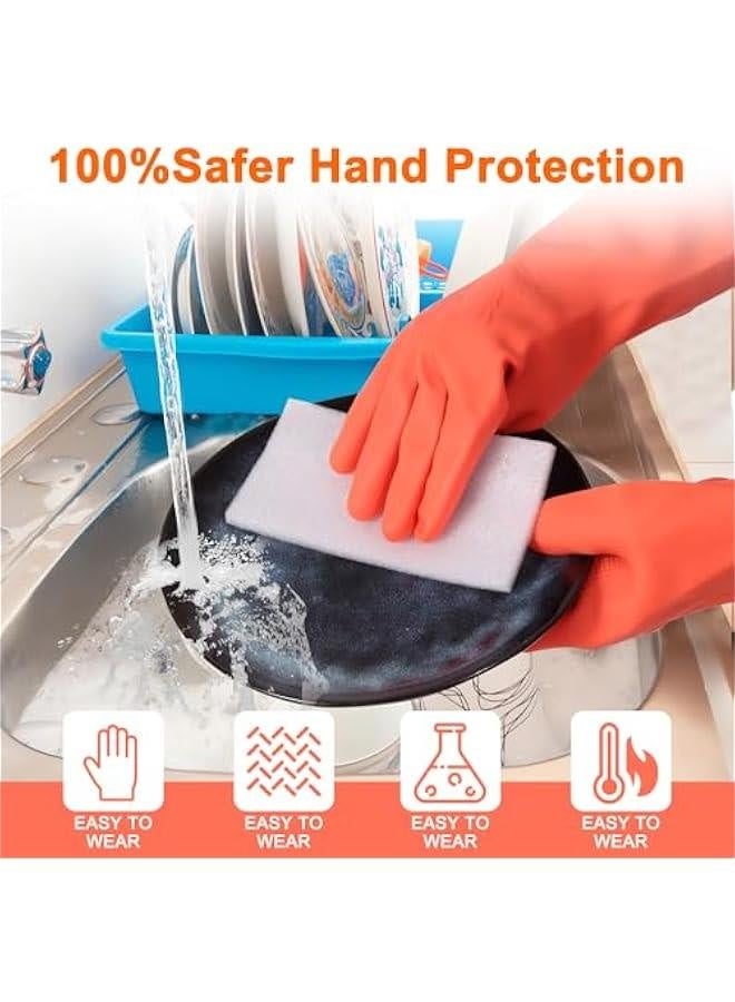 3 أزواج من قفازات منزلية قابلة لإعادة الاستخدام، قفازات لغسل الصحون من المطاط، سُمك إضافي، أكمام طويلة، تنظيف المطبخ، العمل، الرسم، الزراعة، العناية بالحيوانات الأليفة - Image 2