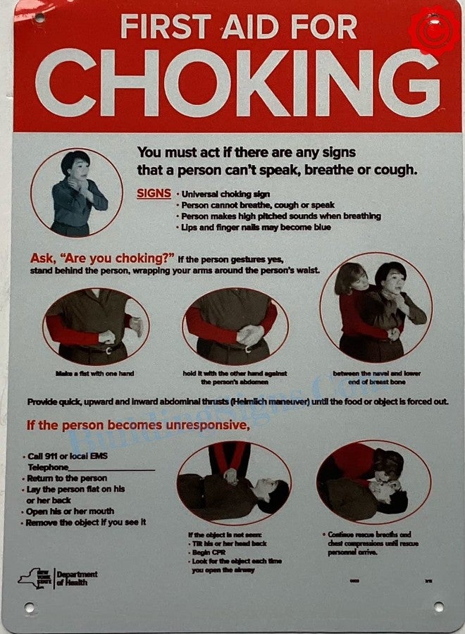 BUILDINGSIGNS.COM FIRST AID FOR CHOKING SIGN- Resturant choking sign (ALUMINIUM, REFLECTIVE. 7X10 INCH,HEAVY DUTY, RUST FREE, WHITE) - Image 2