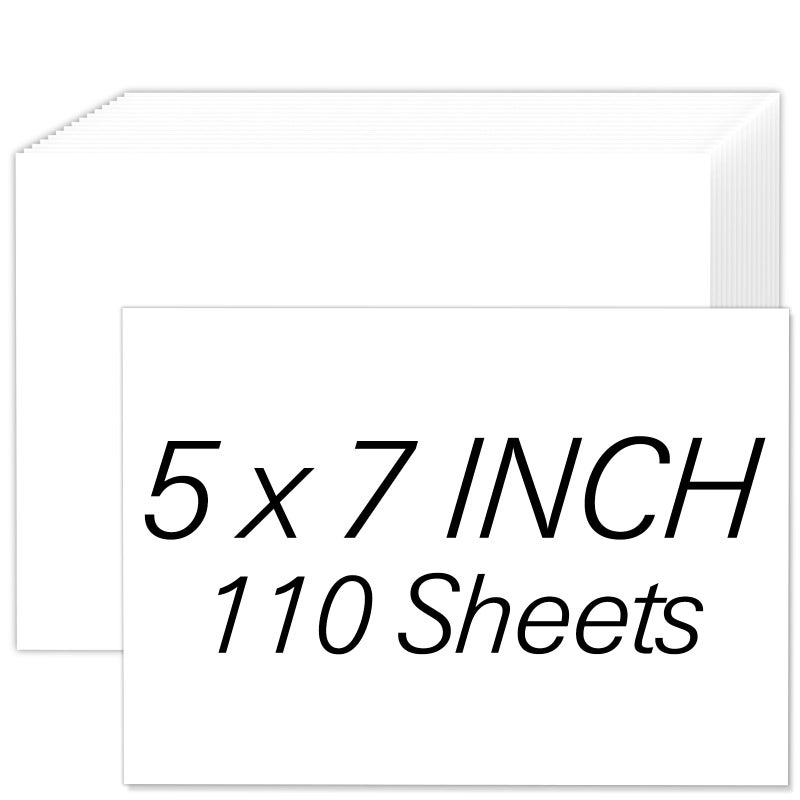 Aidunmis White Cardstock 5x7, 110 Sheets 5x7 Cardstock Paper, 200 GSM Premium Cardstock 5 x 7, Blank White Card Stock Paper for Printer, DIY Cards, Greeting Cards, Wedding Invitation, Postcards - Image 1