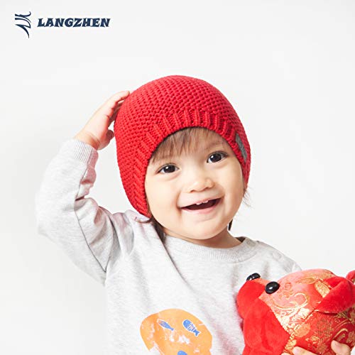 LANGZHEN Toddler Boys Girls Winter Hat Knit Beanie Hat for Fall Kids Baby Cute Warm Cap(Red-Apple,48-50CM) - Image 3