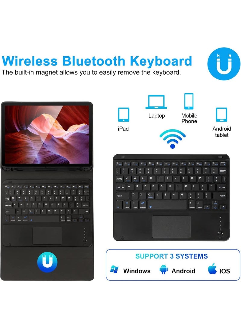 Muzz Magnetic Keyboard Case for New iPad 11th Gen 11 inch A16 2025 for iPad 10th Generation 10.9 inch 2022, Detachable Wireless Bluetooth Keyboard with Touchpad Pencil Holder, Black - Image 5