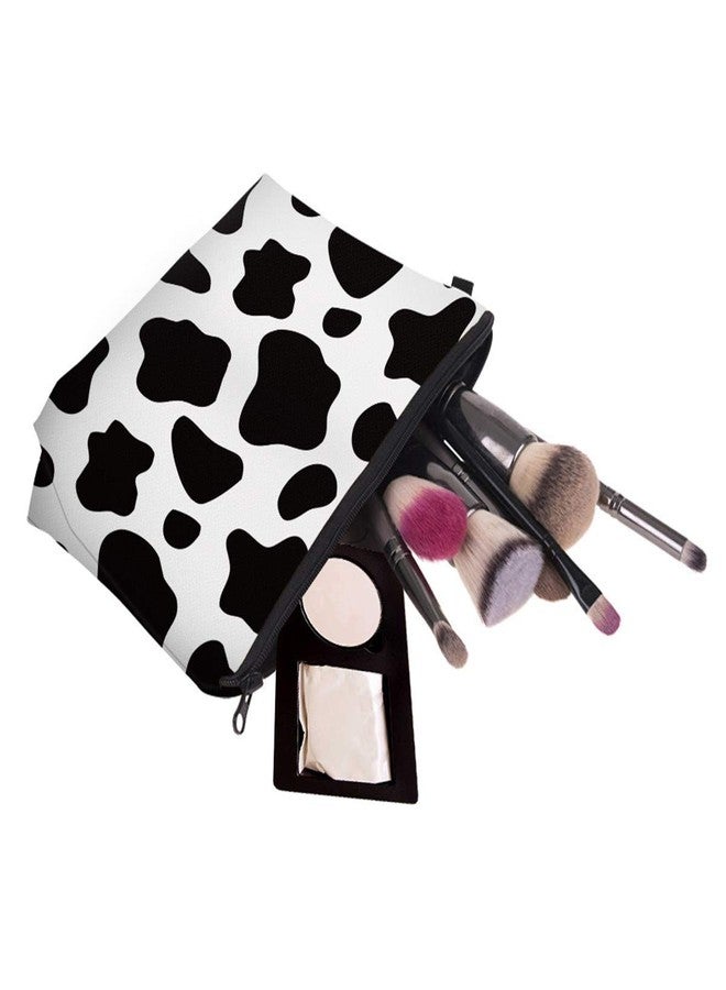 FITINI Makeup Bag Travel Small Portable Cosmetic Organizer Pouch for Women Girls Zipper Waterproof Clutch Toiletry Storage,White Cow - Image 5