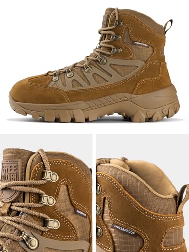 FREE SOLDIER Men's Waterproof Tactical Hiking Boots Military Work Boots Combat Boots(Brown 10.5) - Image 5