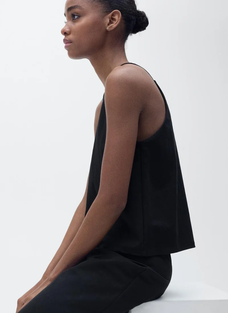 MANGO Casual Halter Neck Cotton Top