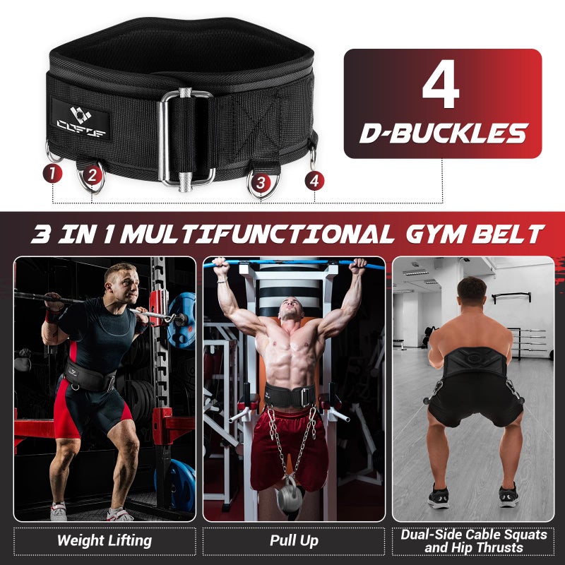 COFOF 3-in-1 Weighted Pull Up Belt, Weight Lifting Dip Belt with 40.6 IN Chain & Self Locking, Weighted Gym Belt for Pull Up, Squat, Powerlifting & Deadlift, Capacity Up to 350 LBS(Black Size M) - Image 2