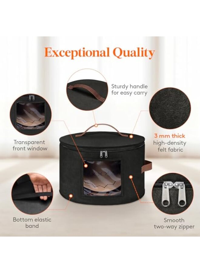 Hat Box, Hat Storage Box, Stackable Round Brim Hats Organizer Bag Container for Closet, Travel Hat Boxes for Women and Men lack - Image 4