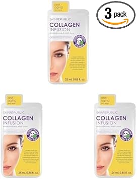 Skin Republic Collagen Infusion Face Mask For Younger Looking Skin Helps with Fine Lines and Wrinkles With Vitamin E 25ml Pack of 3