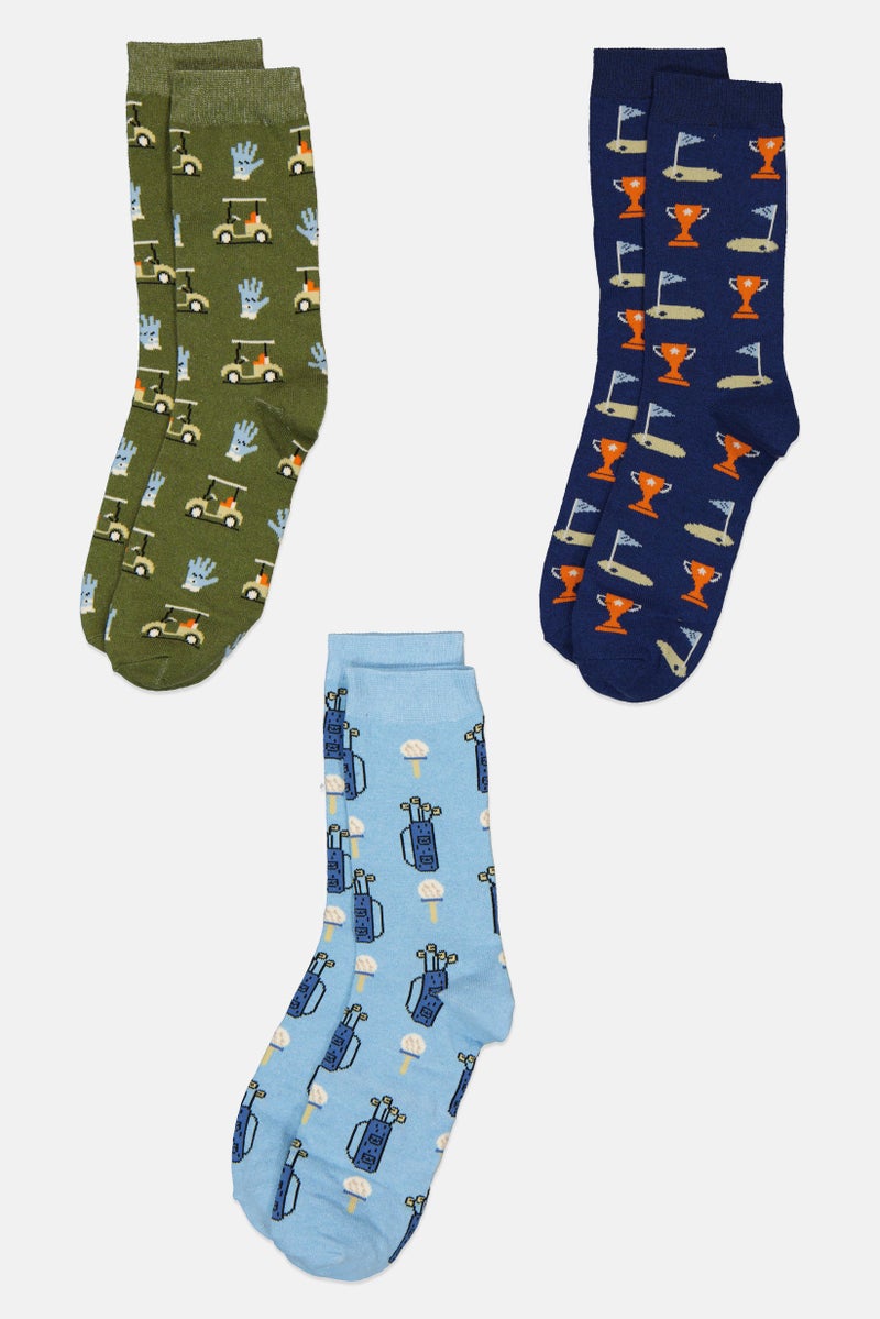 The Orrsum Sock Co Men 3 Pairs Graphic Print Crew Socks, Multicolor - Image 3