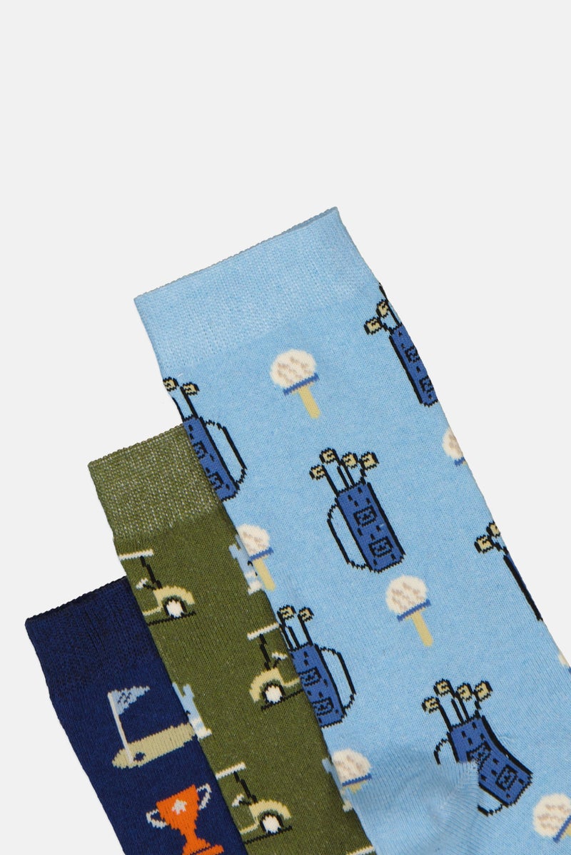 The Orrsum Sock Co Men 3 Pairs Graphic Print Crew Socks, Multicolor - Image 2