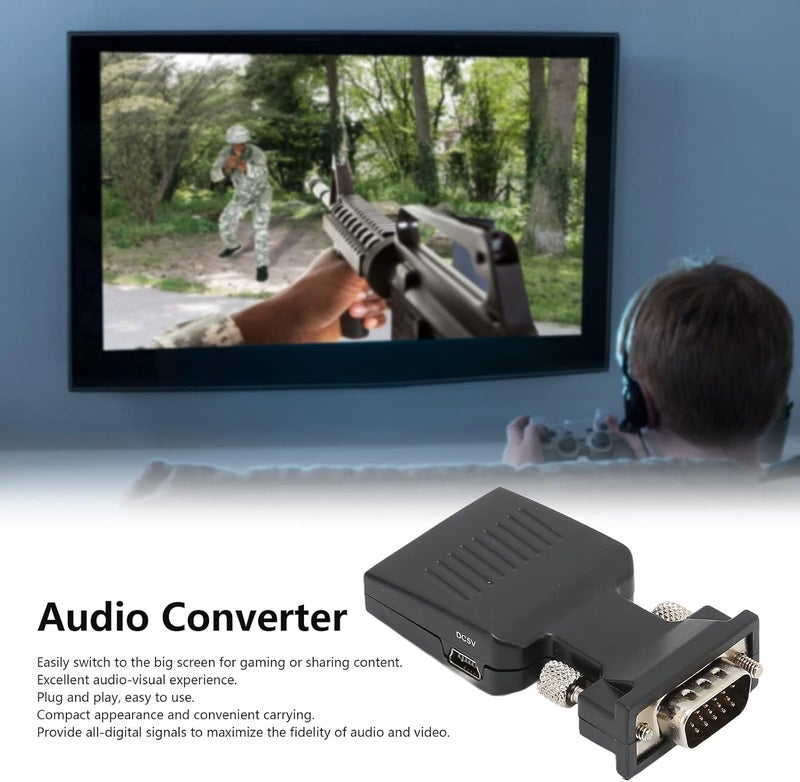 VGA To HD Multimedia Interface Converter, VGA Male To Female Converter Plug and Play Light and Convenient for Monitor TV for Computers Laptops Projectors - Image 5