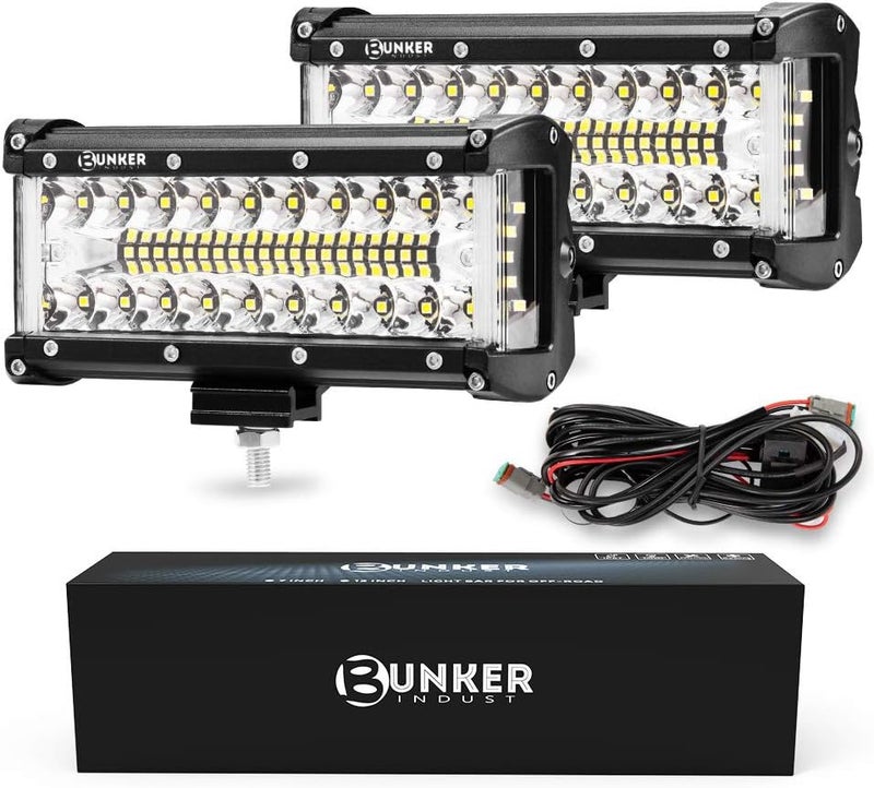 BUNKER INDUST مصابيح LED بونكر إندست 7" مع مجموعة أسلاك - أضواء مقاومة للماء بقوة 80 واط للطرق الوعرة للدراجات الرباعية، المركبات، الشاحنات، القوارب، والجرارات - Image 1