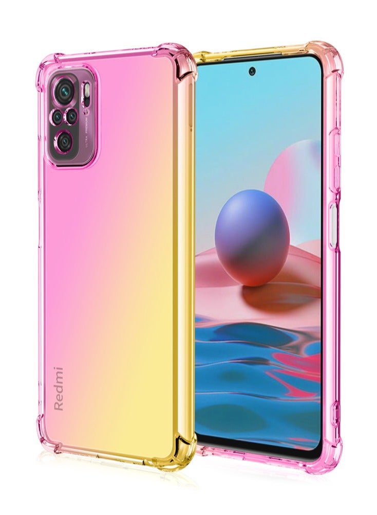 for Redmi Note 10 (4G)/Redmi Note 10S M2101K7BG Mobile Phone Case, Cute Clear Gradient Slim Shockproof Soft Flexible TPU Back Mobile Phone Protective Cover for Xiaomi Redmi Note 10S
