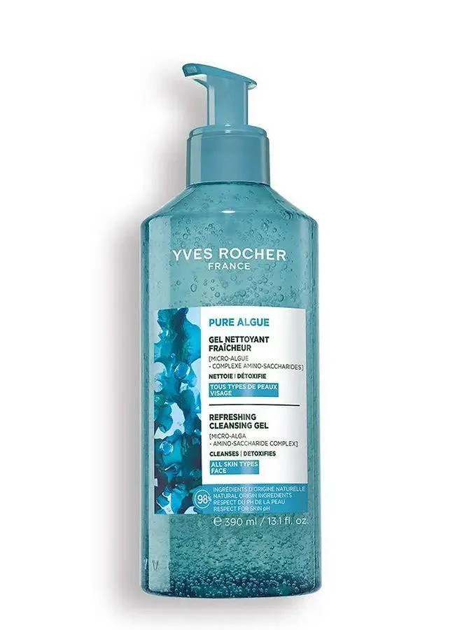 Yves Rocher Refreshing Cleansing Gel Large Format - Pure AlgueEliminates impurities and detoxifies390 ml