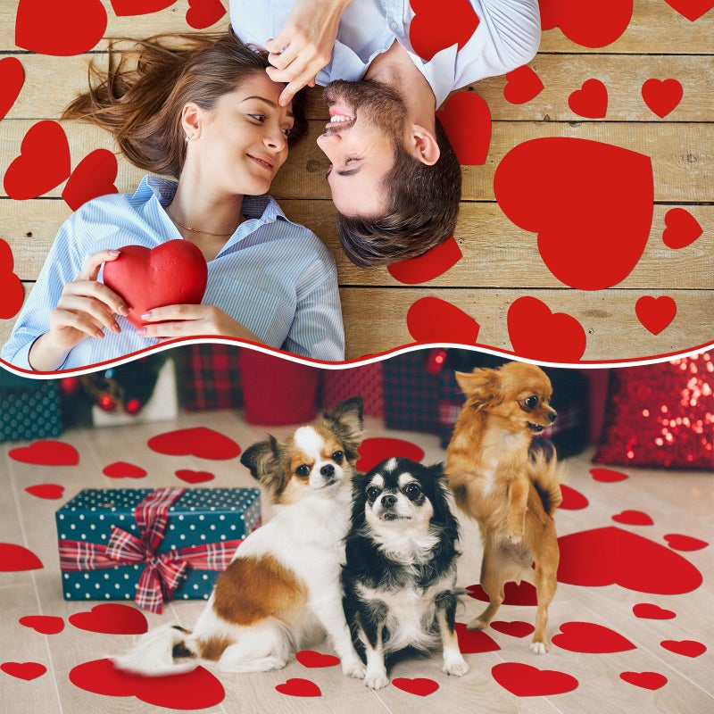 ReliThick 60 Pcs Valentineâ€˜s Day Heart Floor Decal Red Heart Floor Cling Window Stickers Films Valentine Self Adhesive Wall Decal for Wedding Anniversary Classroom Party Decor - Image 4