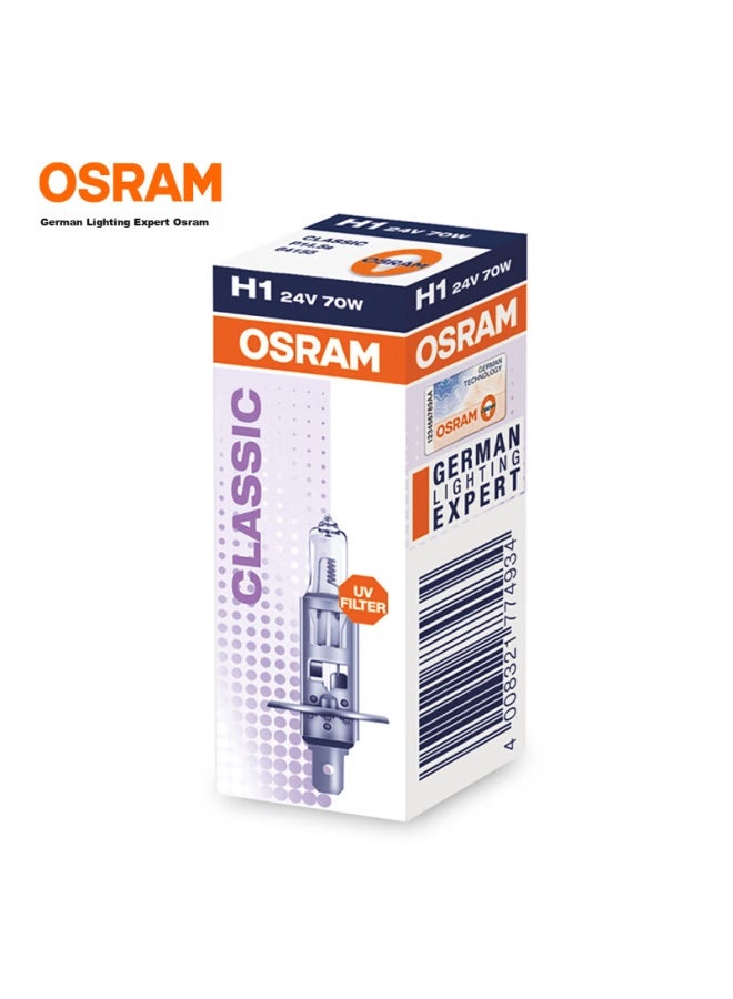 Osram Automotive Headlight Bulb, High And Low Beam Light Bulb For Trucks And Buses, Halogen Lamp H1 24v 70w Single Pack - Image 1