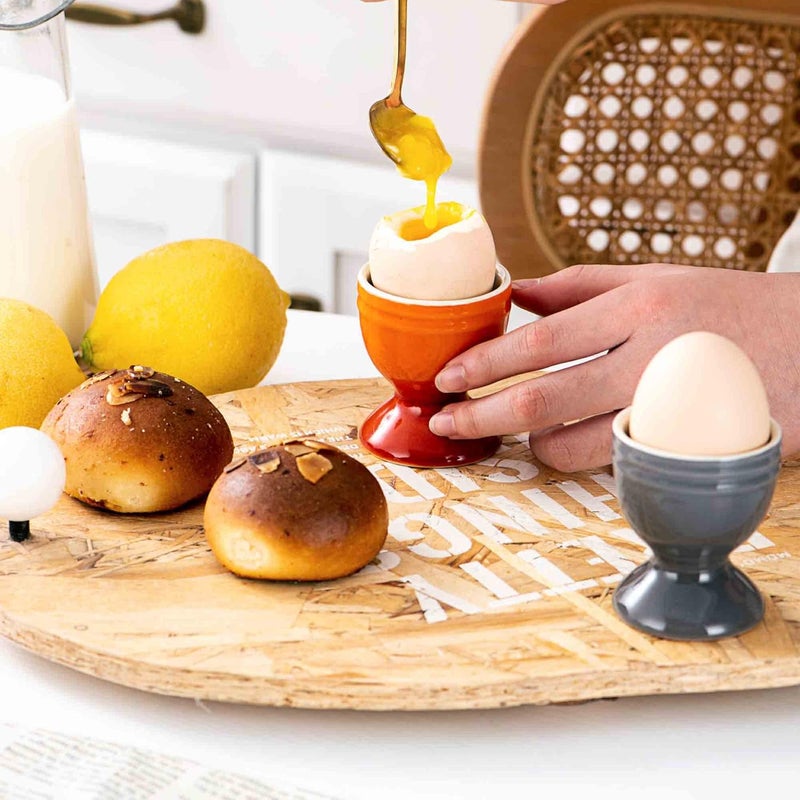 UNICASA Ceramic Egg Cups, Porcelain Colorful Egg Cup Set of 6, Stand Holder for Soft Boiled Eggs, Microwave & Dishwasher Safe (Set A) - Image 5