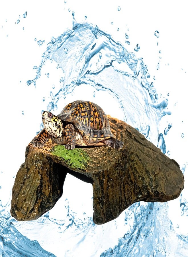 Smiling Pets Turtle Island Basking Platform | Tree Trunk Tortoise Aquarium Ornament & Cave Hide-Out | Reptile Sunbathing Dock, Habitat Accessory & Shelter for Turtles, Tortoises, Aquatic Pets - Image 1