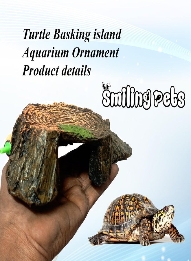 Smiling Pets Turtle Island Basking Platform | Tree Trunk Tortoise Aquarium Ornament & Cave Hide-Out | Reptile Sunbathing Dock, Habitat Accessory & Shelter for Turtles, Tortoises, Aquatic Pets - Image 4