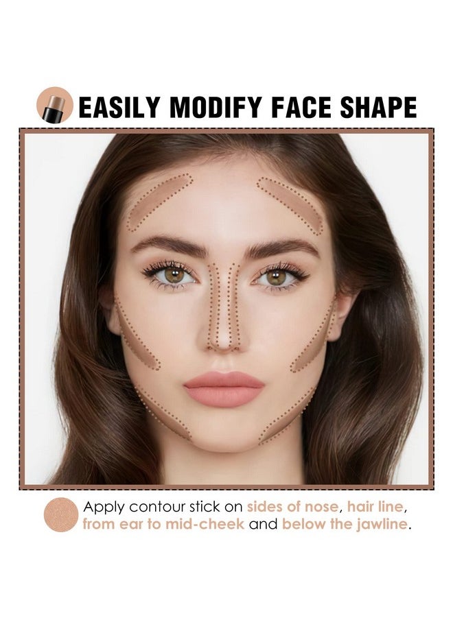 FOCALLURE - Cream Contour Stick, Matte Bronzer Stick, Professional Face Shaping & Contouring Stick Makeup, Easy To Apply With Buildable Coverage, Long Lasting & Waterproof, Mocha - Image 1
