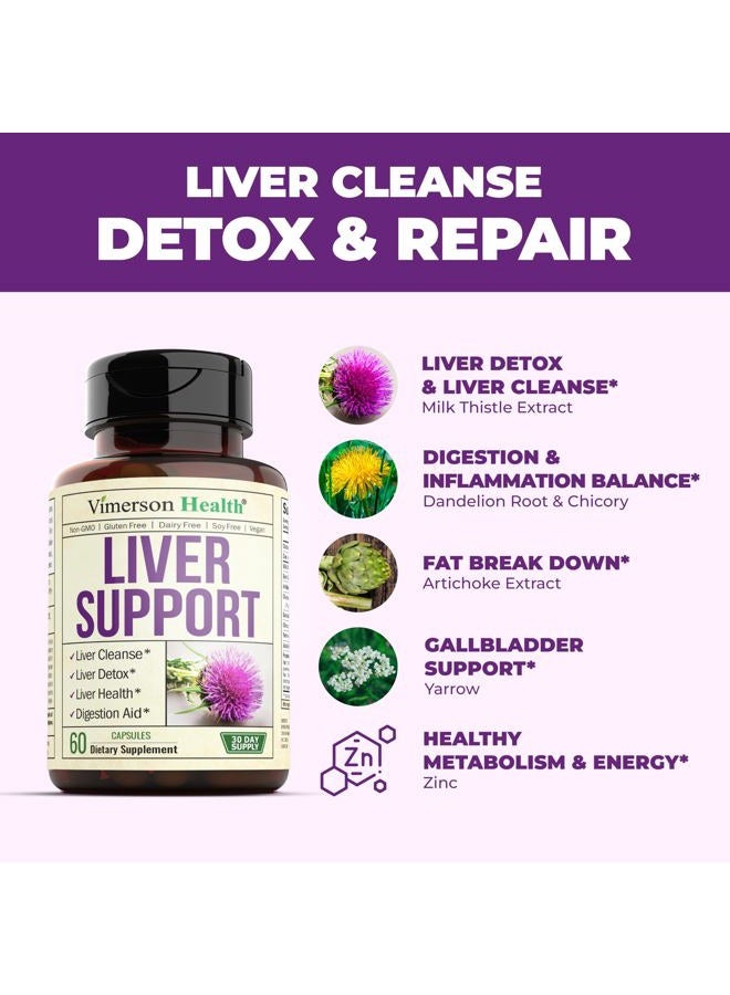 Vimerson Health Liver Cleanse Detox & Repair Milk Thistle Supplement. Liver Support with Choline, Artichoke Extract, Chicory & Dandelion Root Supplement. Milk Thistle Liver Detox & Liver Cleanse. 60 Liver Health Caps - Image 5