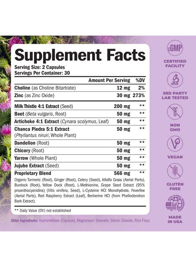 Vimerson Health Liver Cleanse Detox & Repair Milk Thistle Supplement. Liver Support with Choline, Artichoke Extract, Chicory & Dandelion Root Supplement. Milk Thistle Liver Detox & Liver Cleanse. 60 Liver Health Caps - Image 3