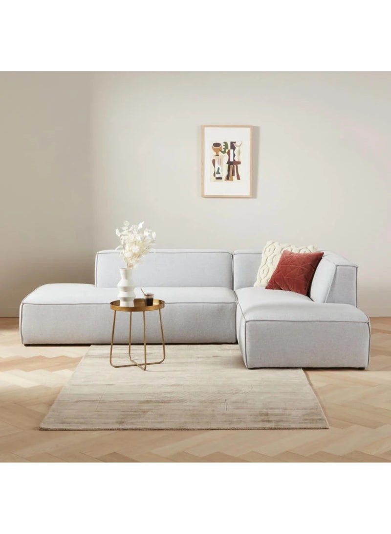 KARNAK أريكة كارنك لونا على شكل حرف L من المخمل - رمادي فاتح يسار - Image 1