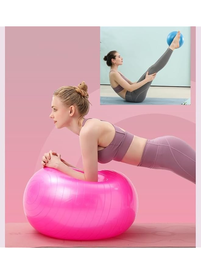 PROMASS Yoga Exercise Ball 65 & 25cm ，Anti Burst and Slip Stability Balance Yoga Ball，Chair for Pilates Yoga Birthing Pregnancy Gym Workout Training and Physical Therapy(2 Size，with Quick Foot Pump） 