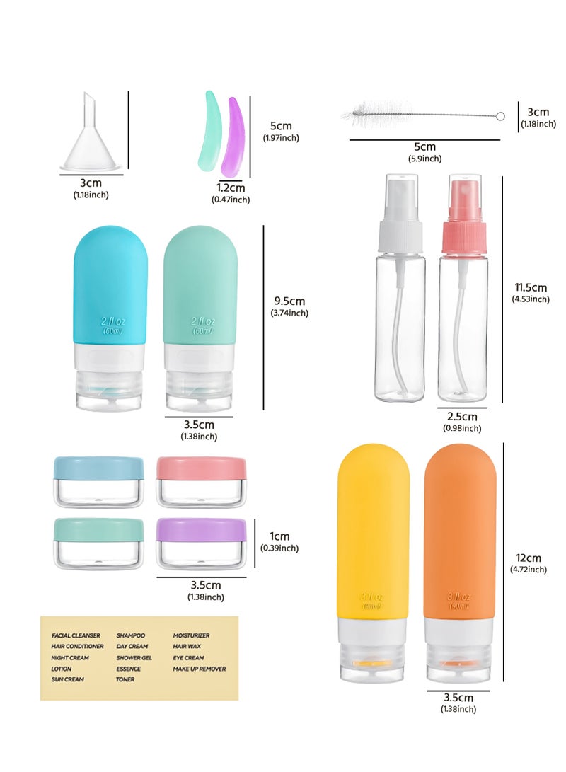 طقم زجاجات أدوات تجميل محمولة للسفر، معتمدة من إدارة أمن النقل، حاويات مستحضرات تجميل مقاومة للتسرب مع حقيبة تنظيم، مثالية للسفر الجوي، رحلة عمل والاستخدام اليومي - Image 2