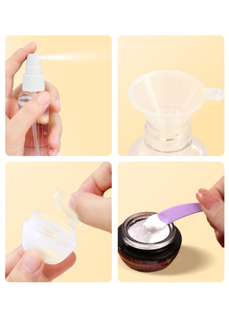 طقم زجاجات أدوات تجميل محمولة للسفر، معتمدة من إدارة أمن النقل، حاويات مستحضرات تجميل مقاومة للتسرب مع حقيبة تنظيم، مثالية للسفر الجوي، رحلة عمل والاستخدام اليومي - Image 4