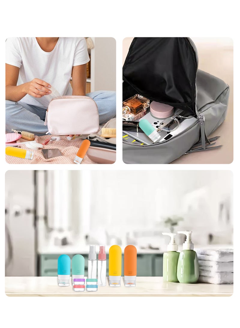 طقم زجاجات أدوات تجميل محمولة للسفر، معتمدة من إدارة أمن النقل، حاويات مستحضرات تجميل مقاومة للتسرب مع حقيبة تنظيم، مثالية للسفر الجوي، رحلة عمل والاستخدام اليومي - Image 5
